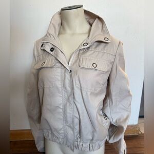 Wet Seal Tan Lightweight Jacket Adjustable Sleeves Y2K Size Small